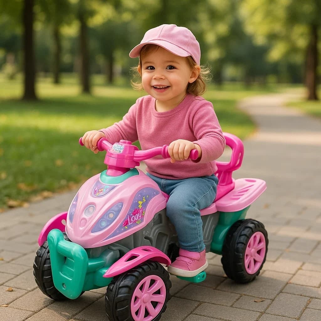 Quadriciclo Infantil Carrinho Passeio Empurrar Brinquedo Menino Menina Rodas Largas Assento