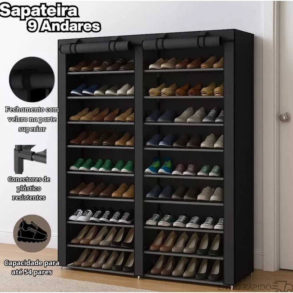Sapateira Organizador De Calçados 9 Prateleiras Desmontável Com 9 Andares Suporta Até 54 Pares casa