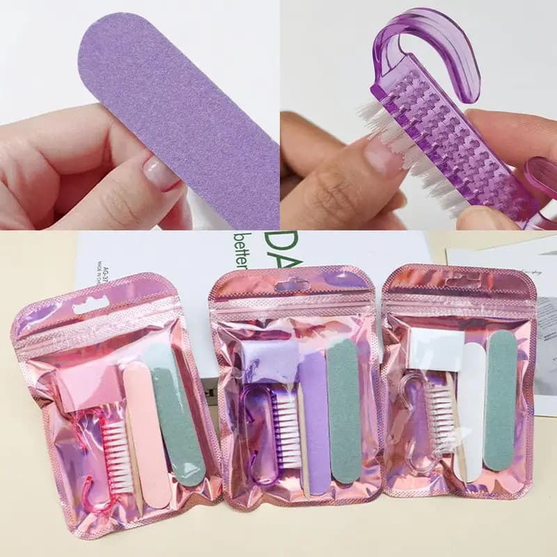 5 Conjuntos De Kit De Manicure Descartável , Mini Conjunto De Cuidados Com As Unhas Limas De Unha , Amortecedor , Empurr