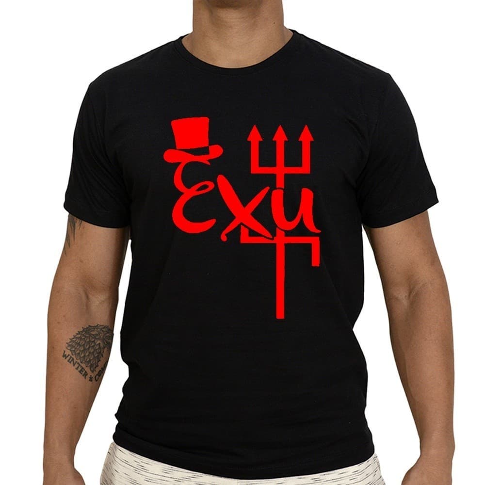 camiseta Masculina RELIGIÃO Algodão Umbanda Exu Tridente Szc Store SHOW