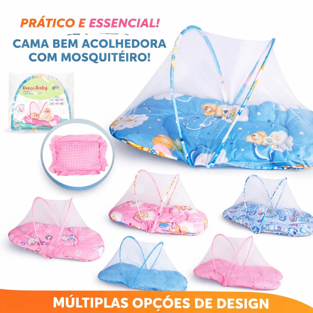 Berço Portátil  - Ninho Bebe - Caminha de Bebe - Cama Portátil Para bebes Com Mosquiteiro