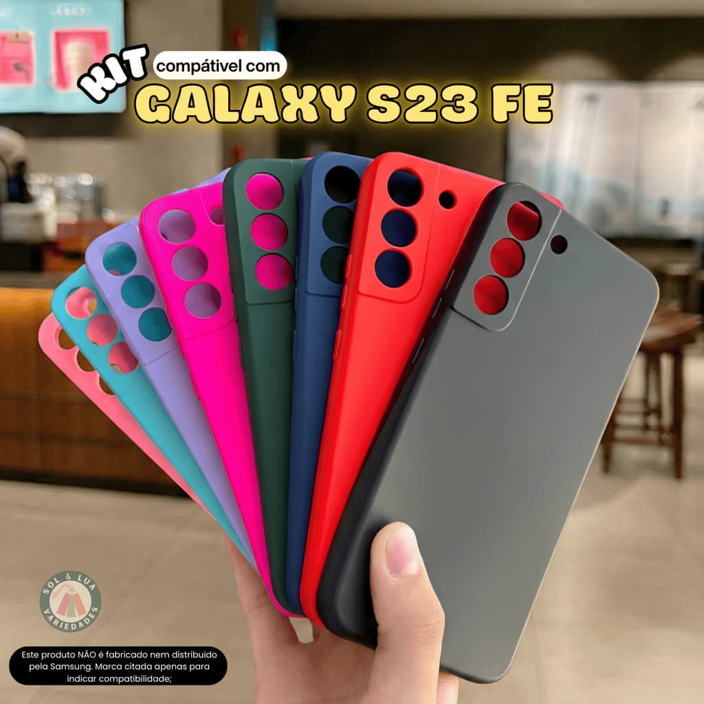 Kit Capa Capinha compatível com Galaxy S23 FE S23FE + Película 3D Cerâmica Privacidade Câmera