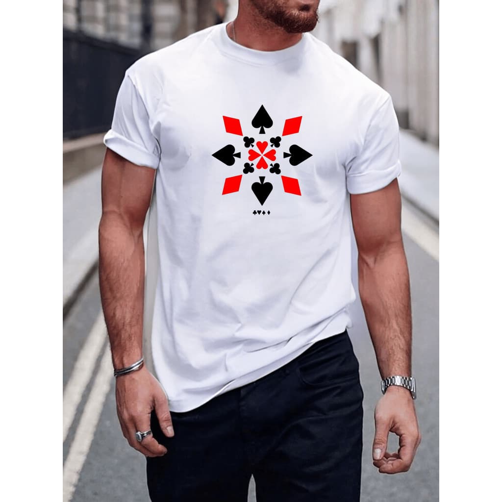 Camiseta Masculina Naipes Baralho Lançamento Camiseta 100% Algodão Camisetão Solta Plus Size Camiseta - NB the Shirt