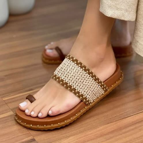 Papete Sandália Feminina Chinelo Confortavel Macia Com Cravinho Novidade 2026