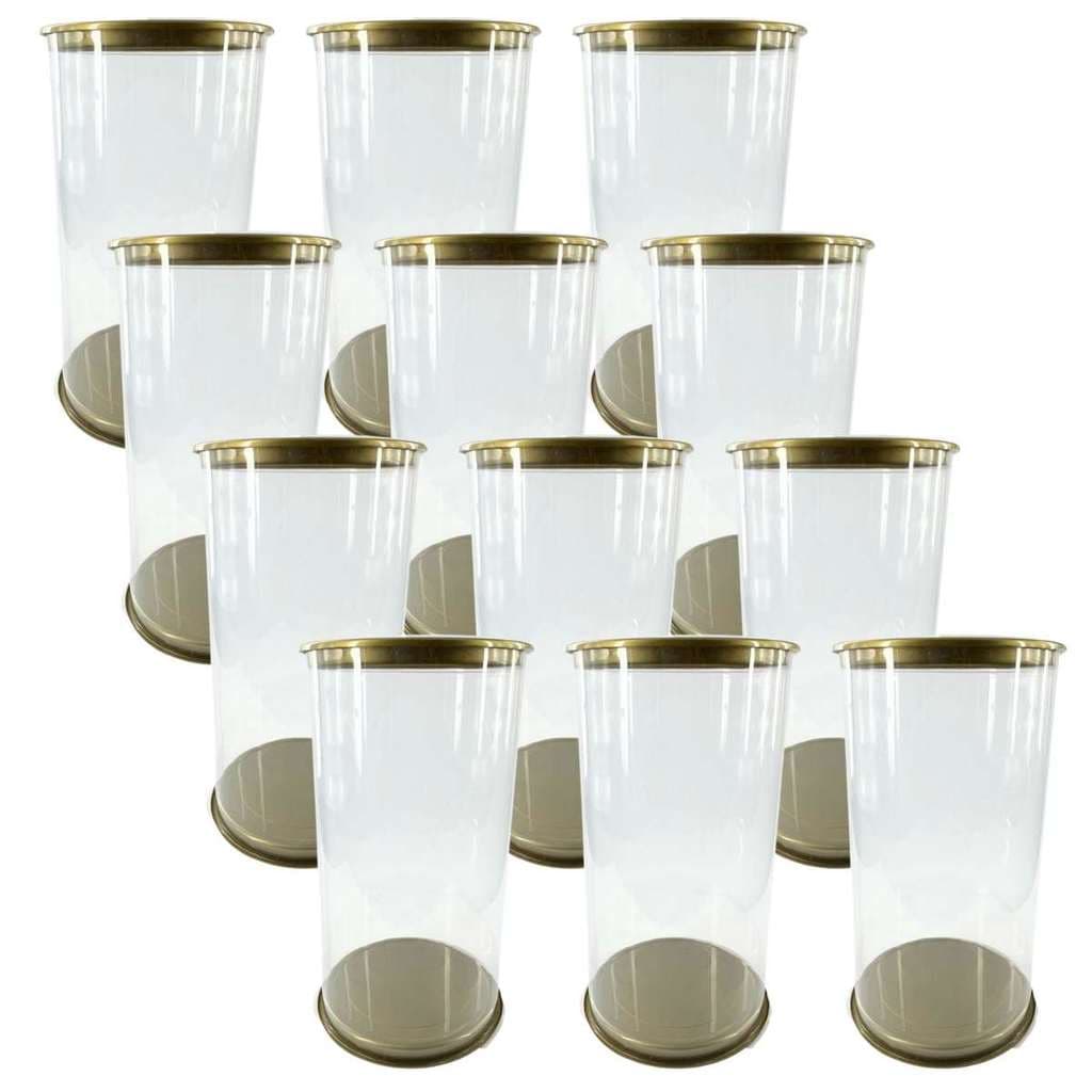 CX 12 Tubo Lata PET Transparente 8 X 16 CM Tampa Bronze
