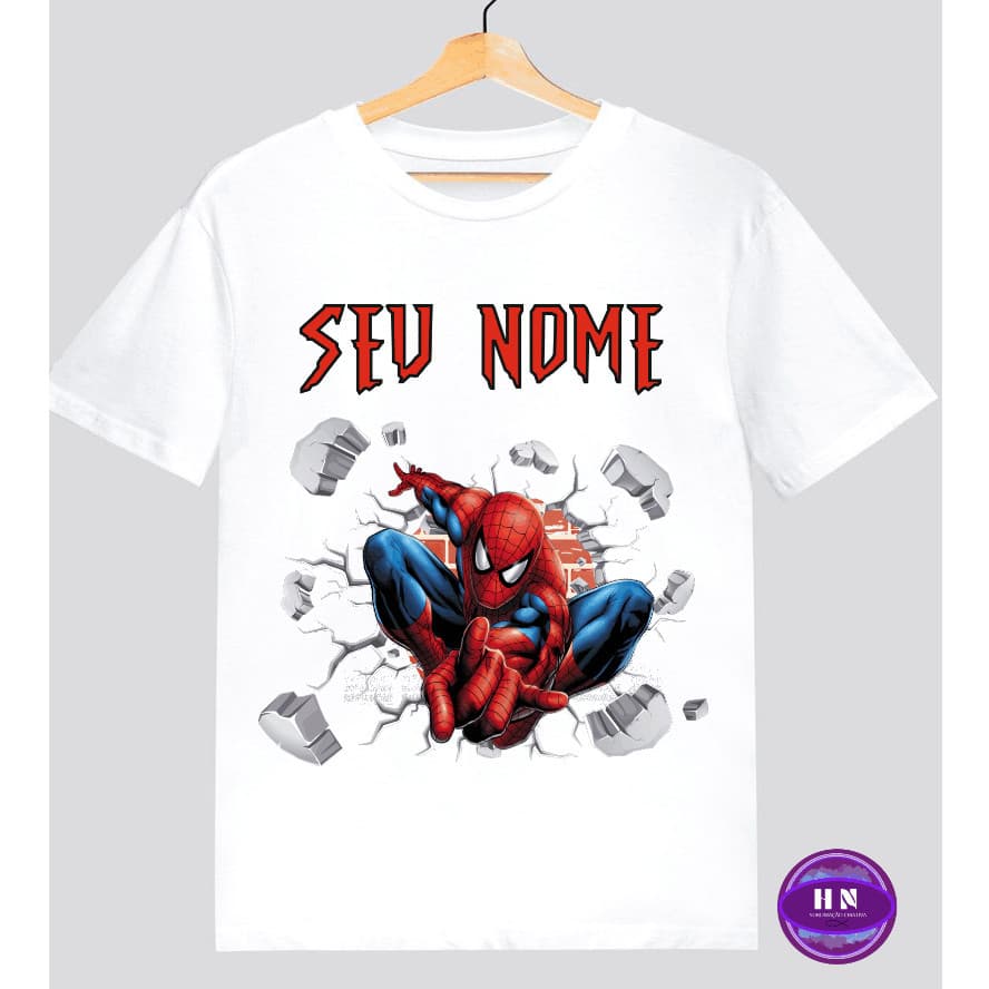 Camisa Camiseta Infantil Homem Aranha Personalizada Com Nome Blusa Aniversario