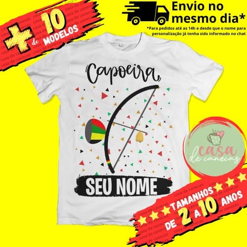 Camiseta Infantil Unissex Capoeira com Nome (opcional)