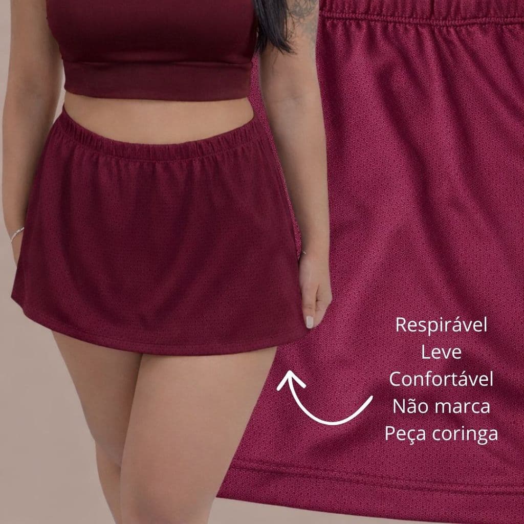 Saia fitness leve e confortável, não marca, não é transparente, ideal para roupa academia e preço promocional