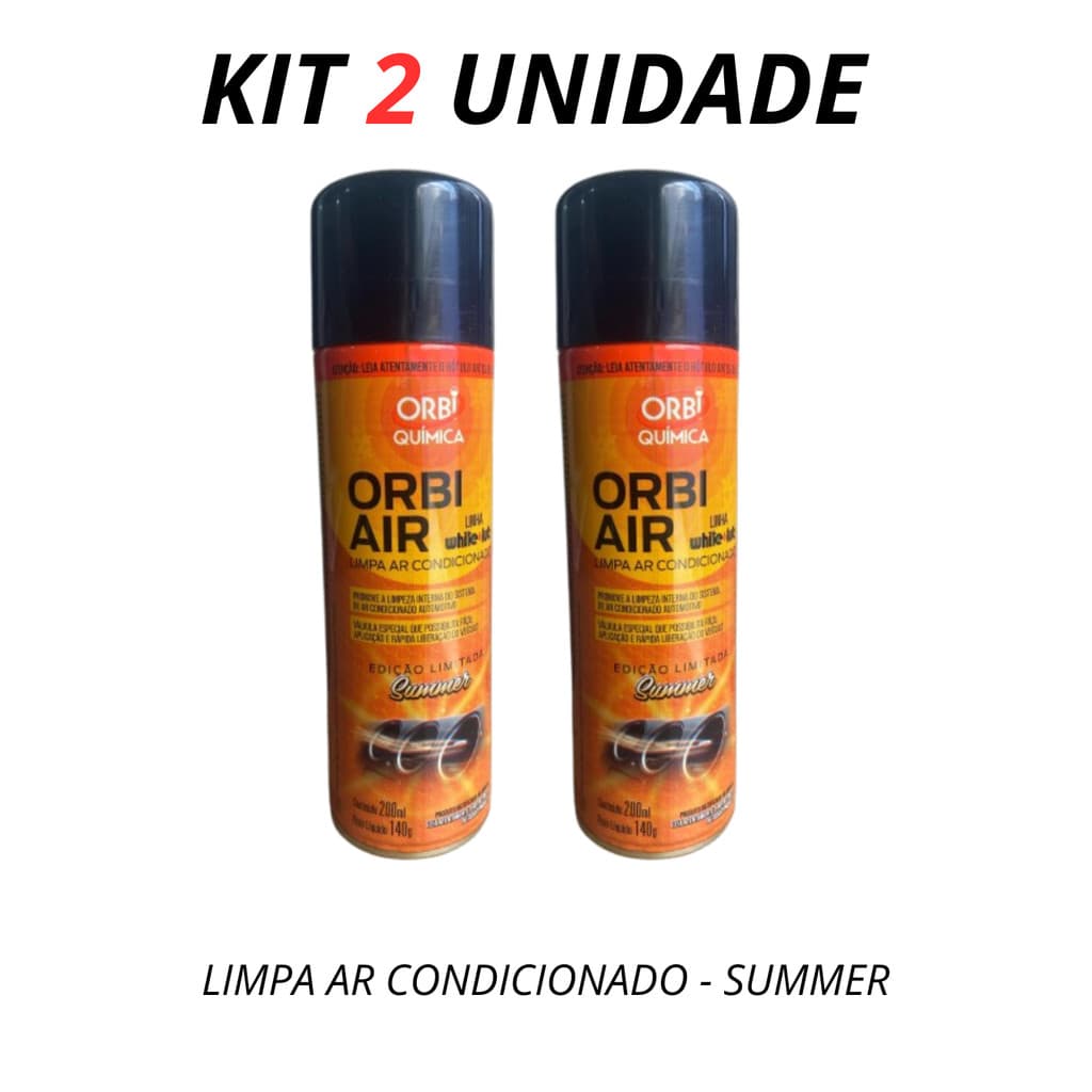 KIT 2 Limpa Ar Condicionado Automotivo Spray Higienização Orbi-air - Summer
