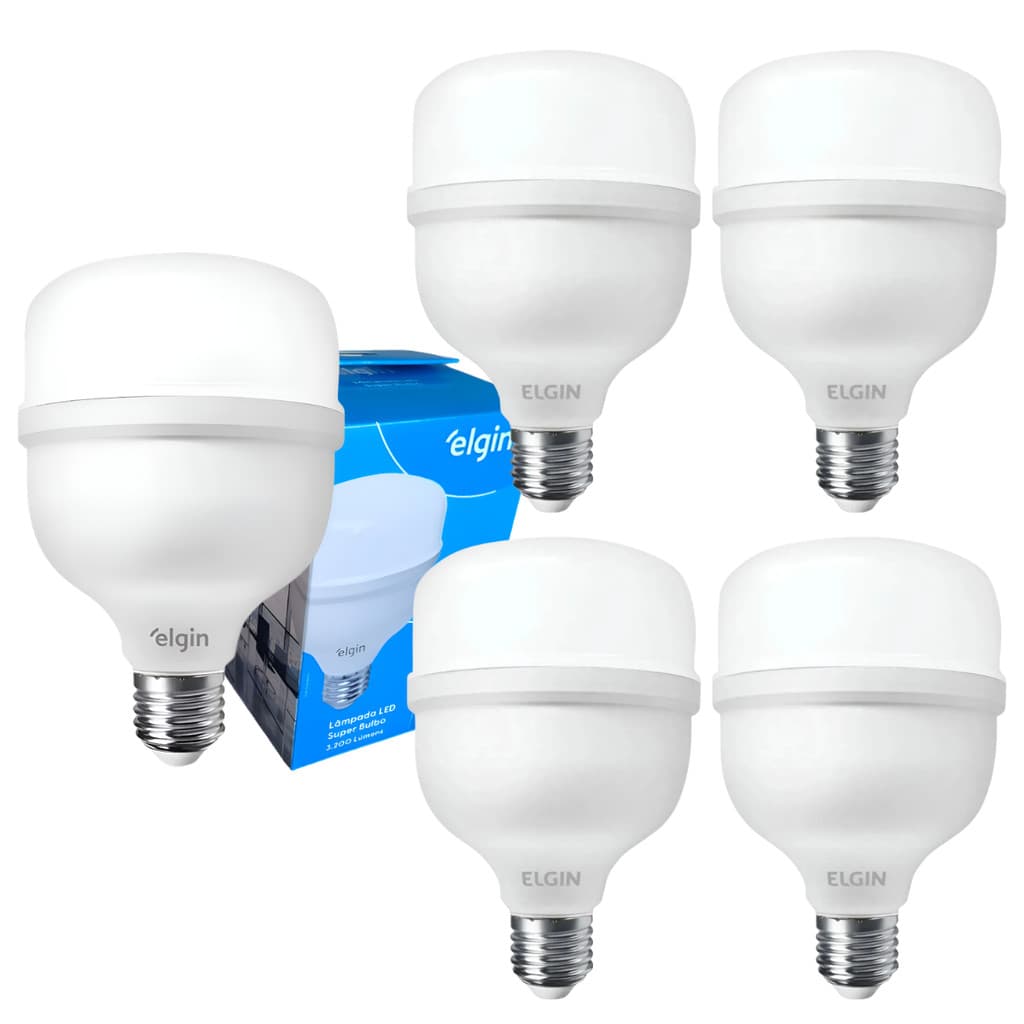 Lâmpada LED 40W Elgin Super Bulbo 6500K E27 Bivolt - 5 Unidades