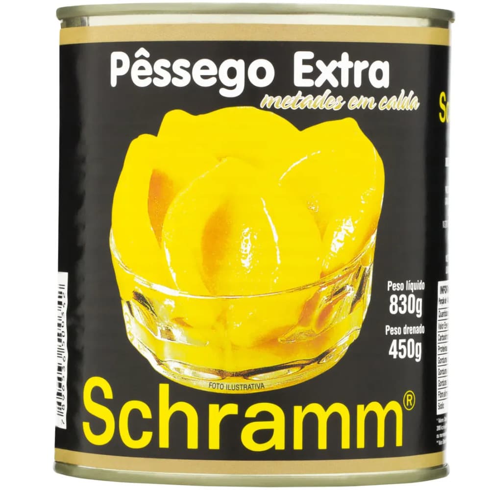 Pêssego em Calda Schramm Extra 450g Lata Unidade