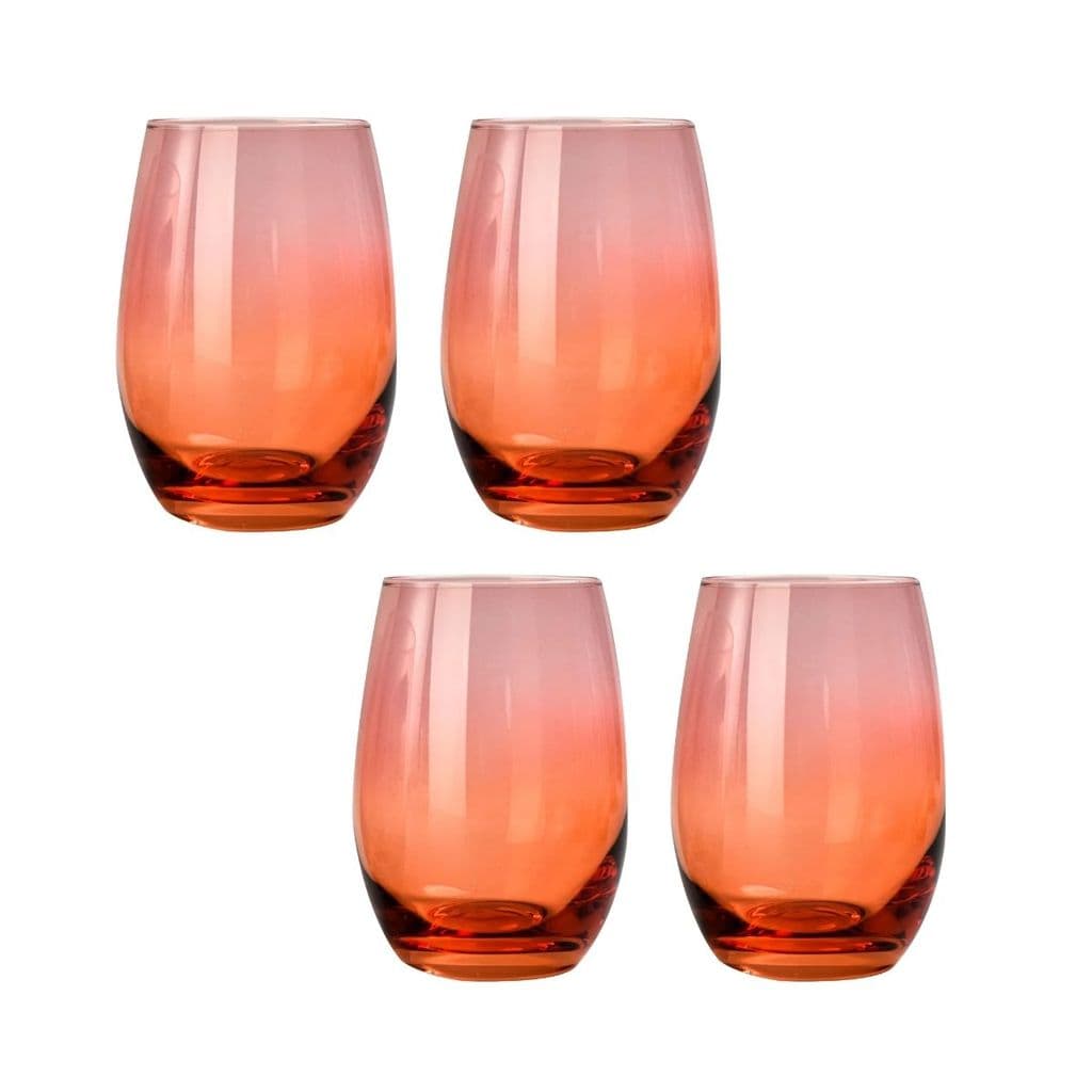 JOGO 4 COPOS CANON VIDRO 510ML 12CM LARANJA/ROSA L'HERMITAGE