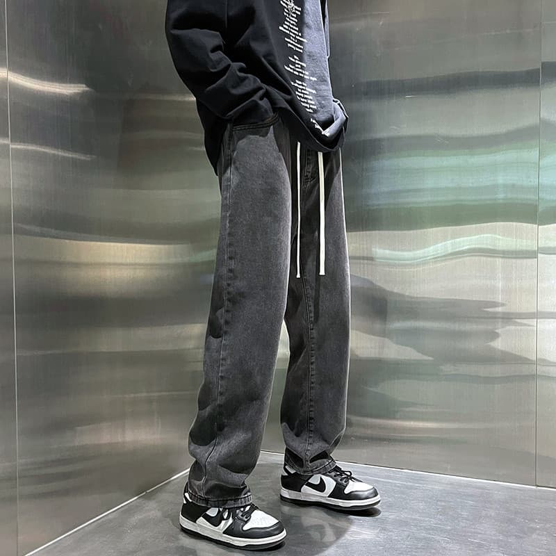 Comércio exterior corte etiqueta Jeans masculino na moda rufião bonito frito rua All-Match solto adolescente em linha re
