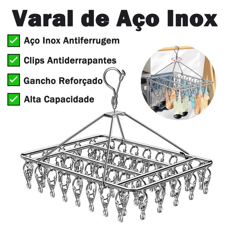 Clipes de aço inoxidável com tamanhos de 60/40/30/20 mm, ideais para roupas íntimas e peças pequenas.