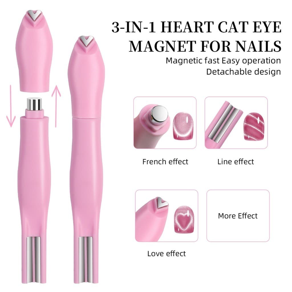 Ímã Multifuncional 3 em 1 para Esmalte em Gel Magnético Acessório Essencial para Nail Art e Design de Unhas