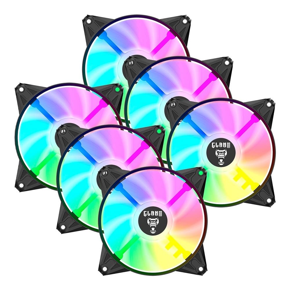 Kit 6 Cooler Fan ARGB Ventoinha para Gabinete Eurus 6pin 12V Preto PC Clanm Gamer