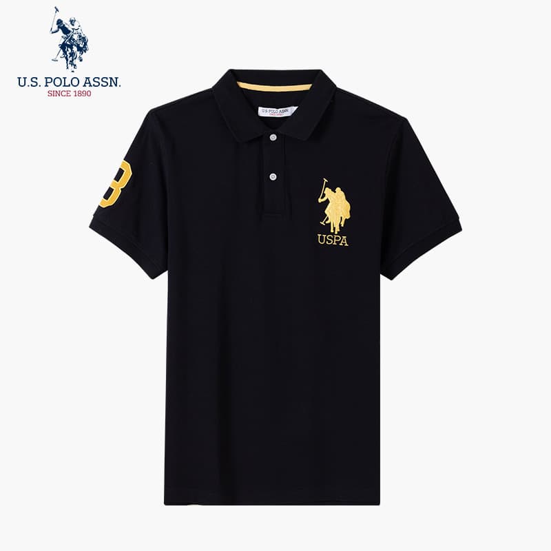 Uspoloassn American Poloassn Association Vero Puro Algodão Camisa polo de Manga Curta Business Lapela Camiseta Masculina