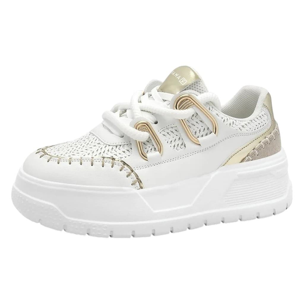 Tênis Feminino Conforto Leve Casual Moderno Dourado Ramarim