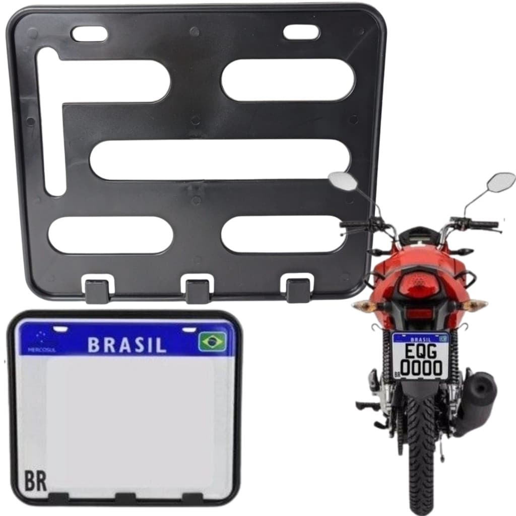 Suporte de Placa Reforço Moldura Moto Mercosul Universal Vazado Moldura Fixador