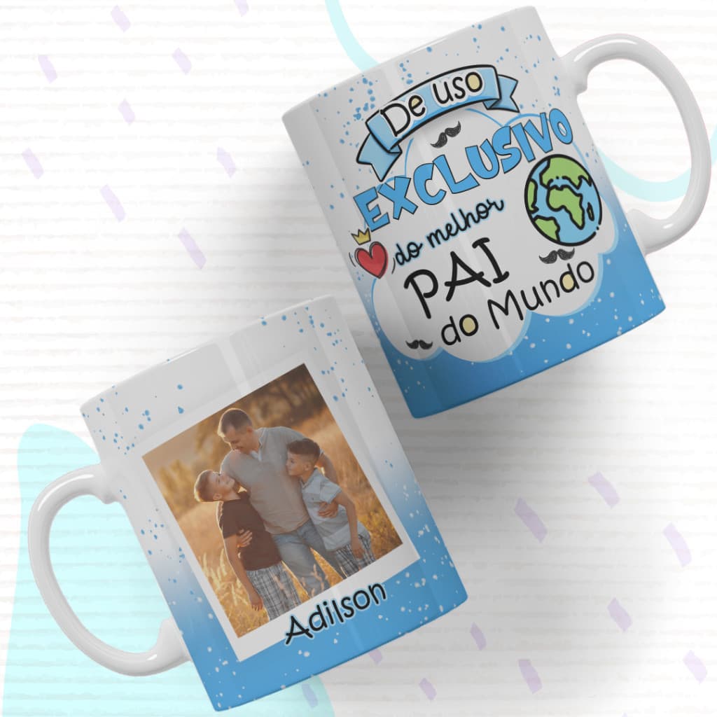 Caneca Personalizada com Foto e Nome Porcelana 325ml Presente Pai Mãe Dinda