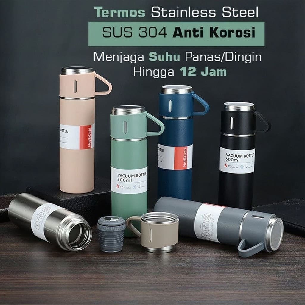 Garrafa Squeeze Térmica Aço Inox Aço Inox Stainless Steel 500 ML Premium