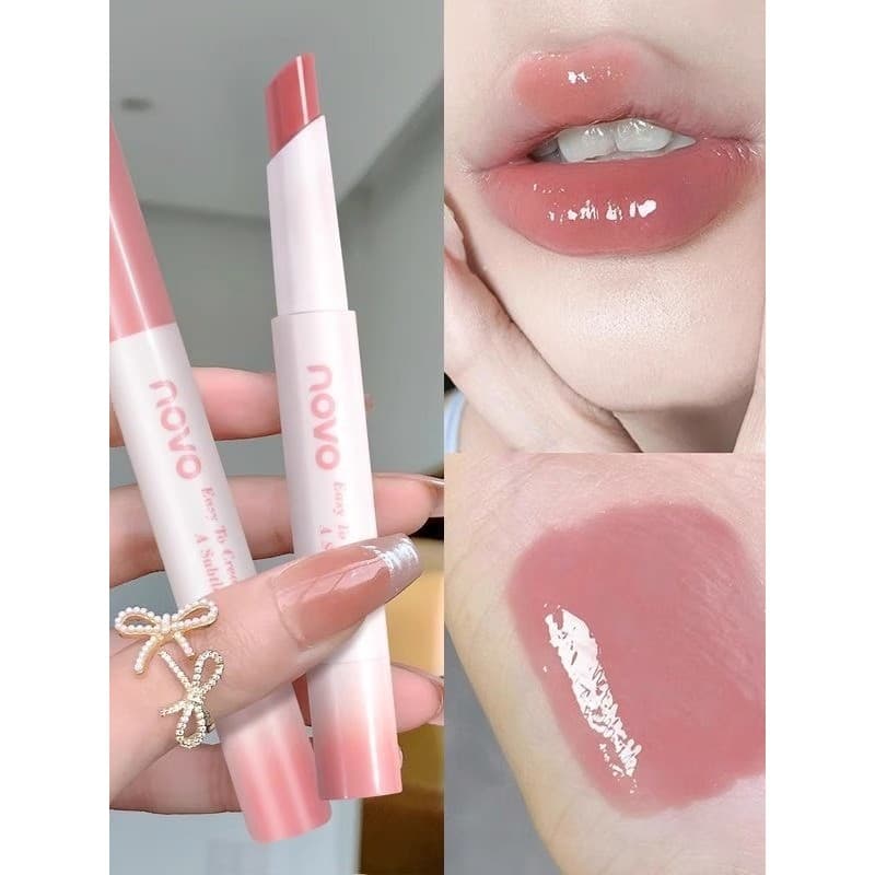 Novo sólido brilho labial hidratante espelho batom hidratante hidratante batom lábio geléia cor Nude falso simples rosto