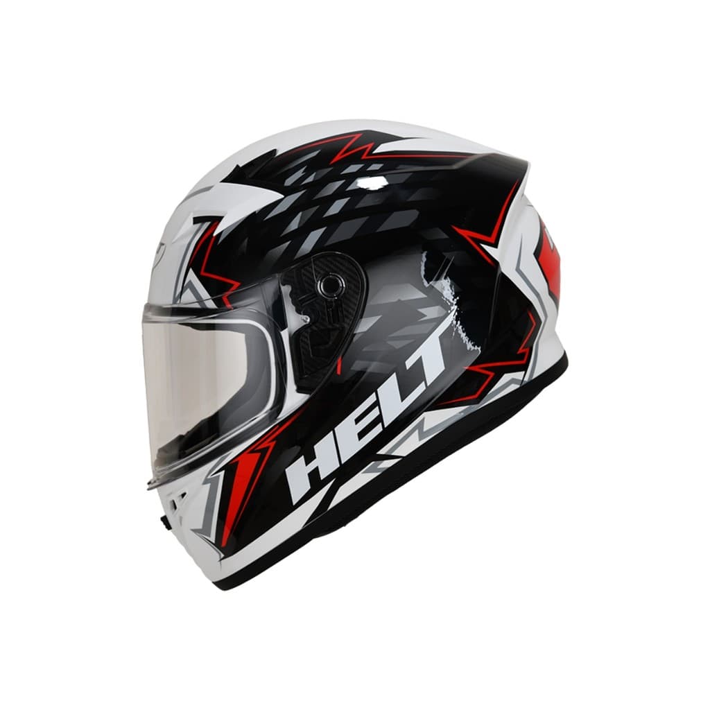 Capacete Moto Fechado Helt Polar Race Brake Branco/Preto/Vermelho 56 ao 64