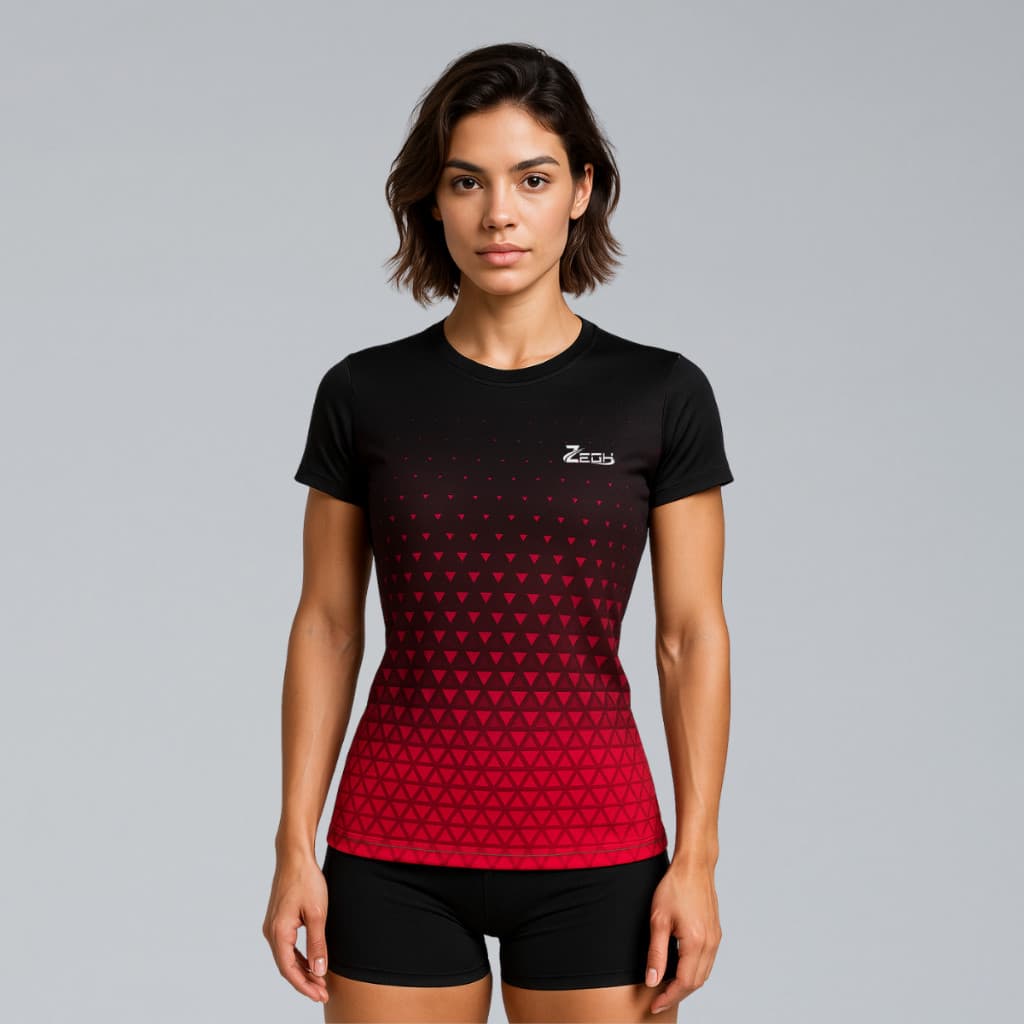 Camisa Camiseta Feminina Academia Dry Fit Zegh Vermelha Com Toque Suave e Proteção Uv