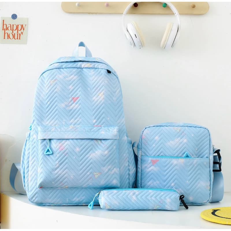 Kit Mochila Escolar Infantil Com Bolsa Transversal e Estojo Para Escola Viajar Multiuso " Envio Imediato "