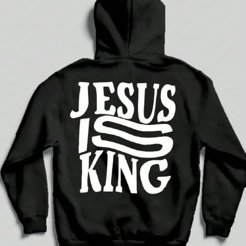 Moletom Canguru "Jesus Is King" Religião Palavra com Estilo