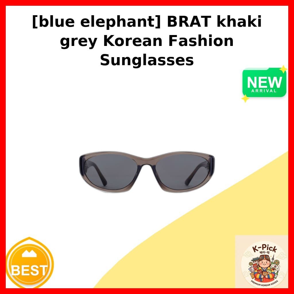 [Elefante Azul] Óculos De Sol Da Moda Coreana BRAT Cáqui Cinza/Estilo Olho De Gato Por k_pick