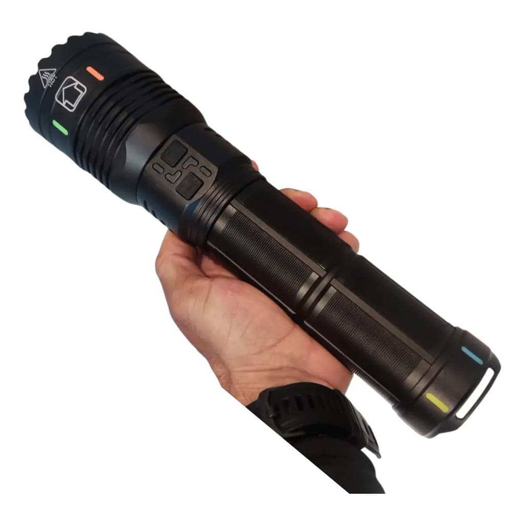 Lanterna Tática Led Xml V3 Laser 50w Alcance 1.500 Metros Branco Preto