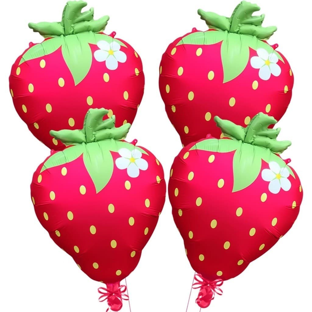 10 Balão Morango Metalizado 65cm Festa Decoração Fruta
