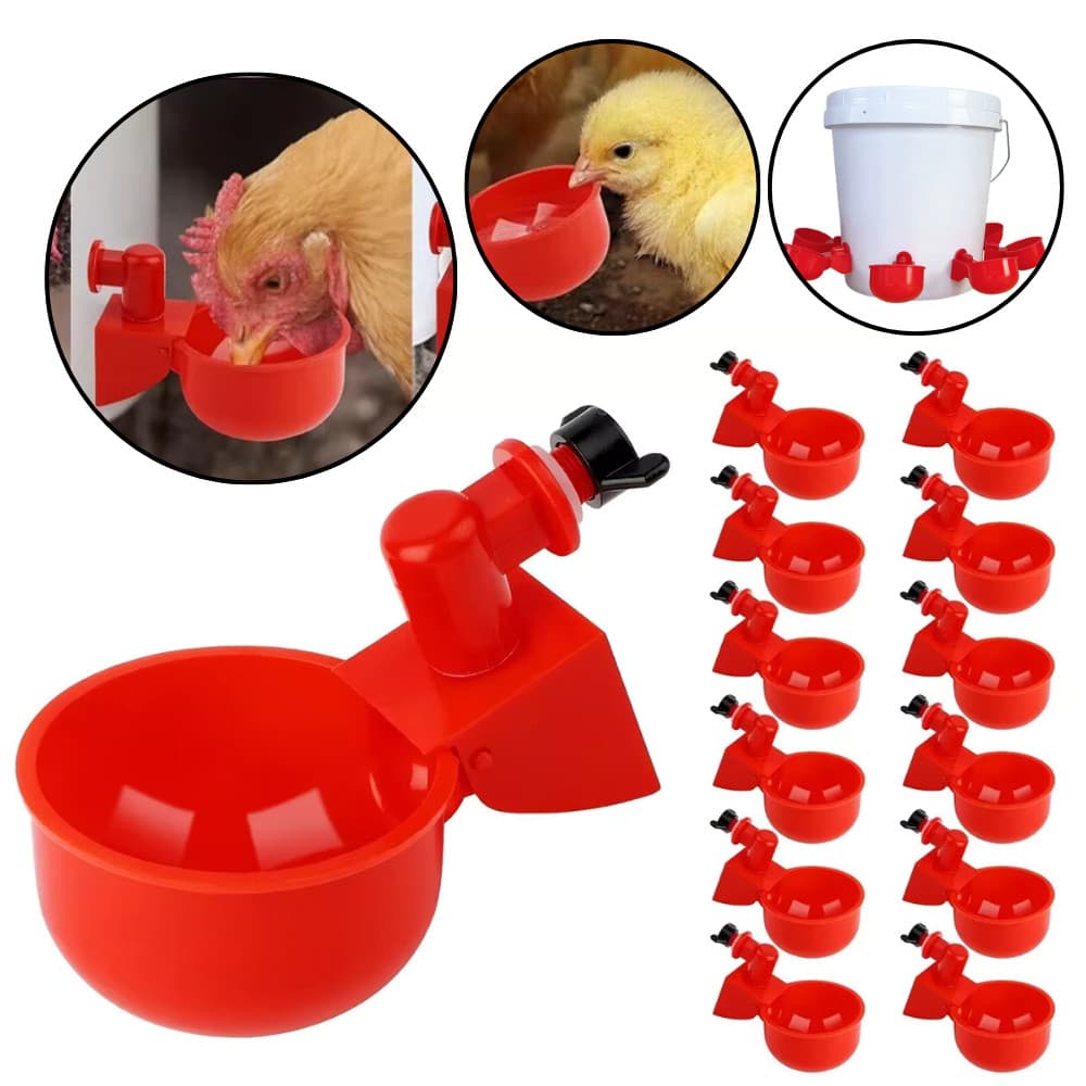 5-30 Bebedouro Automático Copinho para Aves Galinhas Frangos Codornas Copo Vermelho Kit 5 a 30 un