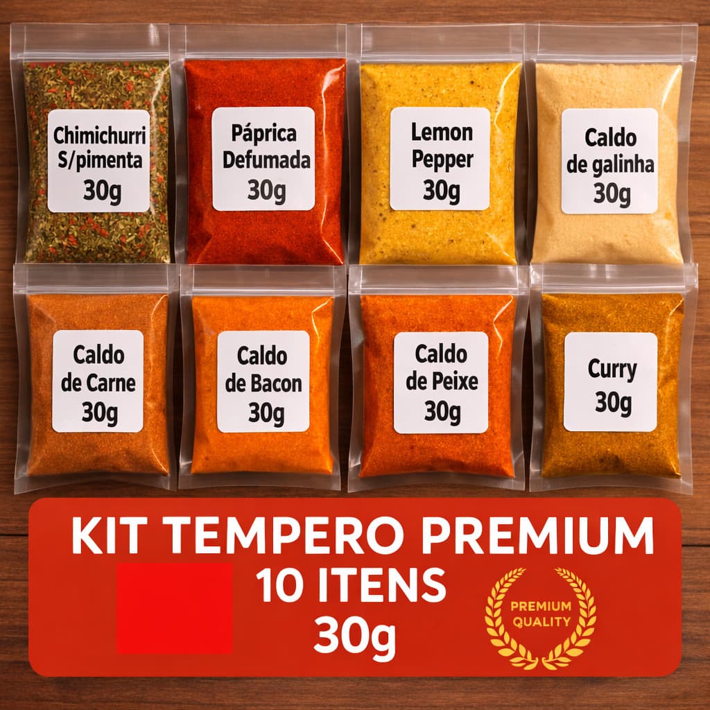 KIT 10 TEMPEROS E CONDIMENTOS NATURAIS SEM CONSERVANTES QUÍMICOS