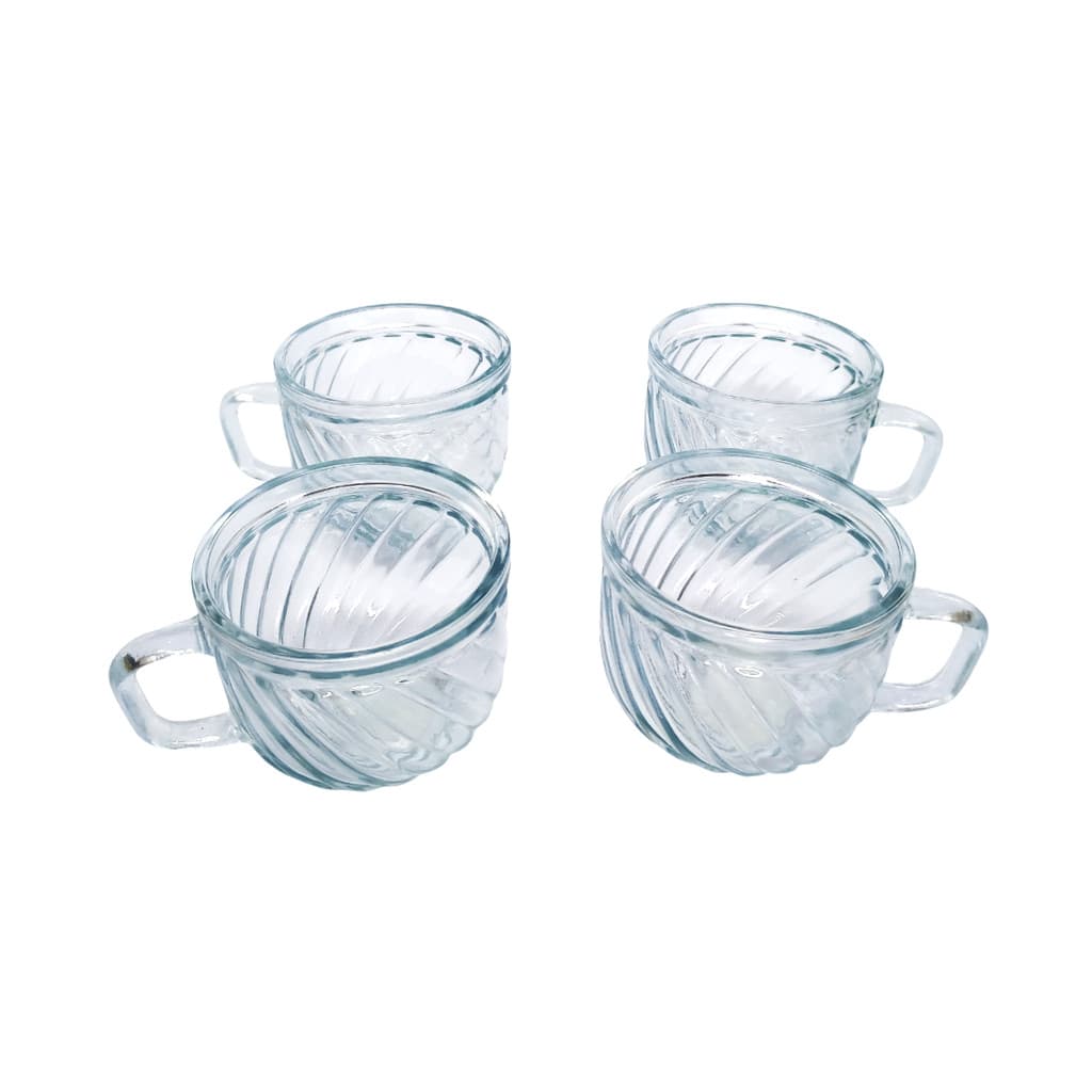 Xícara de Vidro 225ml para Café e Chá Maresias e Cristal c/4 peças Resistente Elegante Transparente