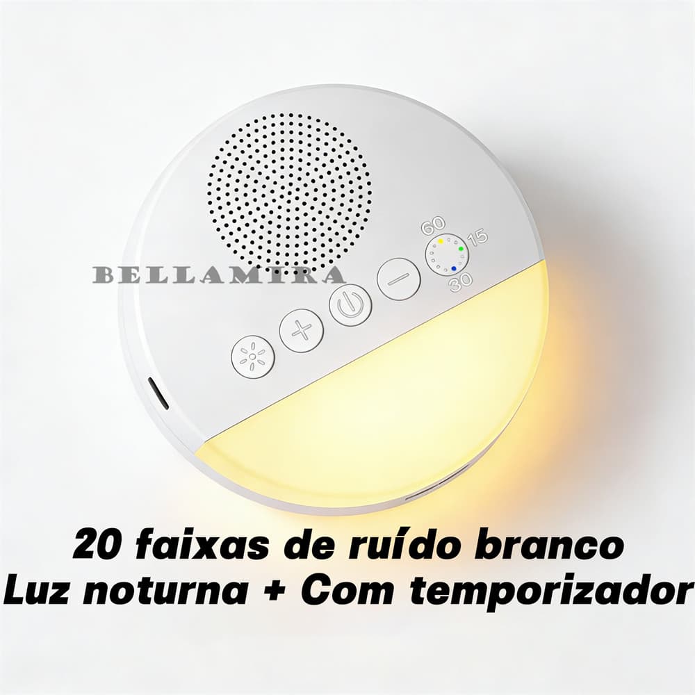 Luz Noturna 3 Cores Com Máquina Ruído Branco Bebê Música Clássica Kit Completo Recarregável