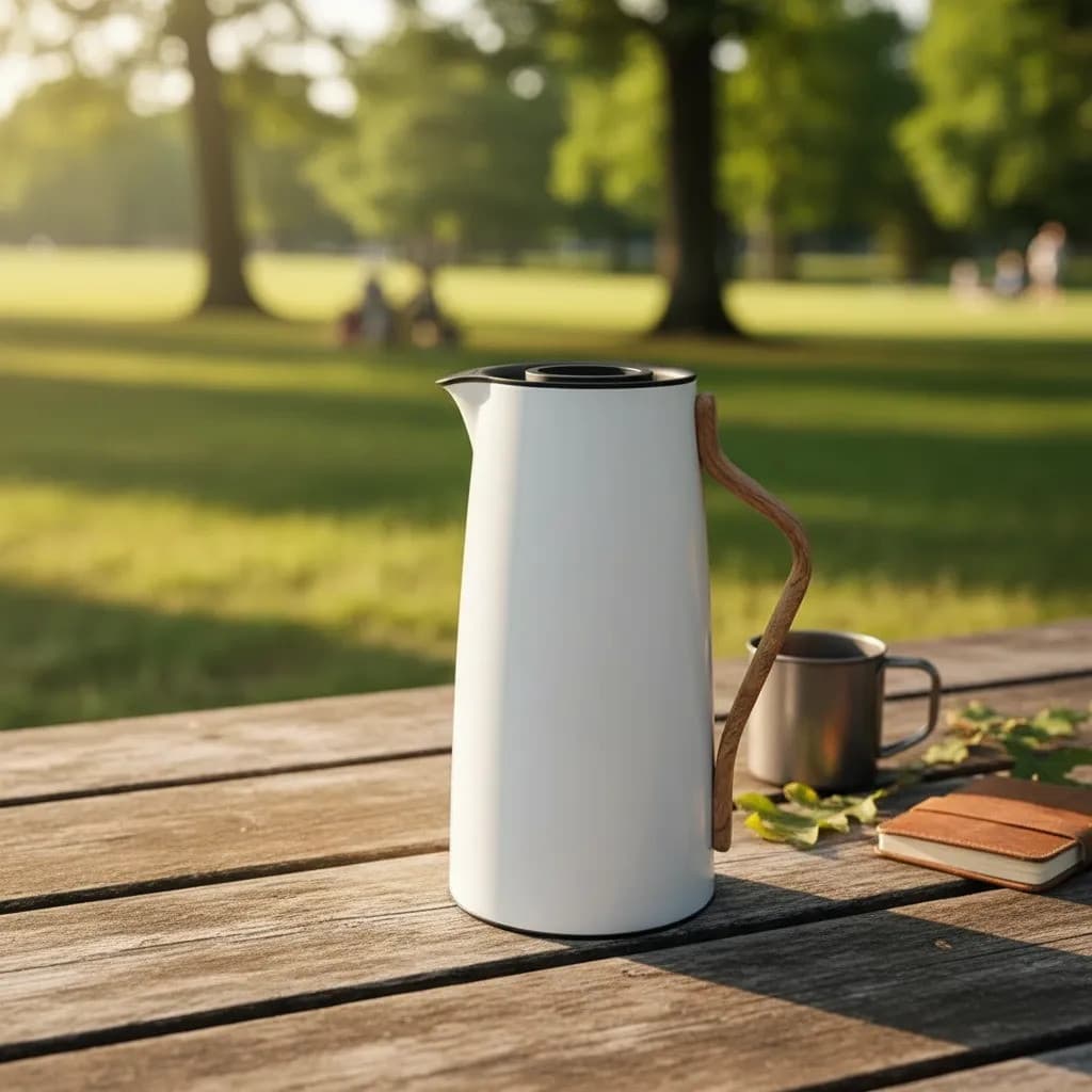 Garrafa Térmica Kyoto 1L Preta com Ampola de Vidro e Bico Hermético Design Moderno e Elegante