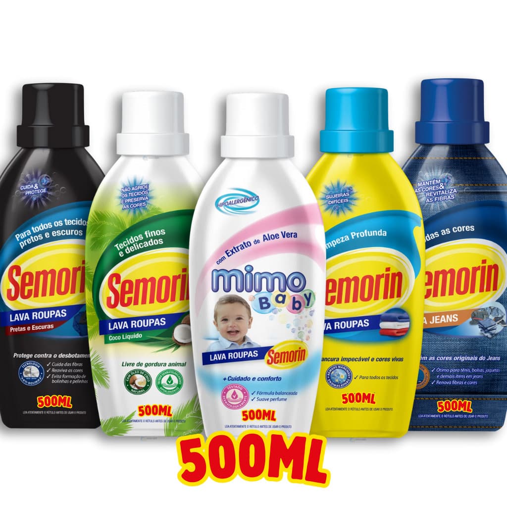 500ml Lava Roupas Sabão Líquido Coco Bebês Jeans Pretas Escuras Todos Tecidos Mantém Cores Semorin