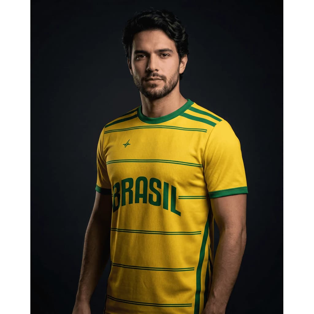 Camisa Brasil Camiseta Torcedor Futebol Masculina Dry Fit Uv