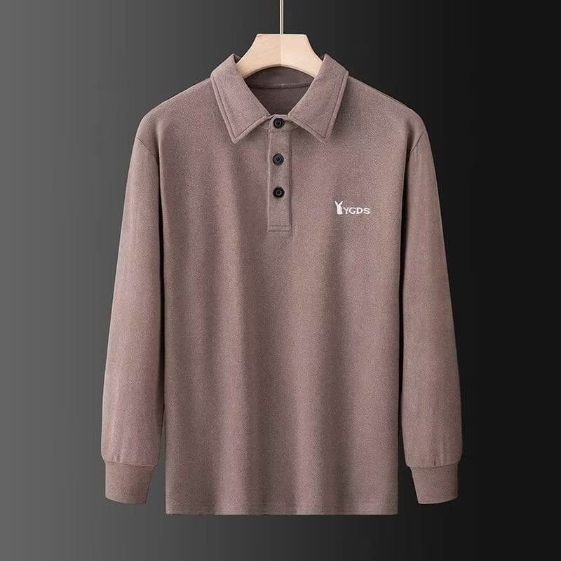 Camisa POLO masculina Casual solta de fundo roupas superiores veludo alemão de meia-idade juventude lapela camisa POLO n