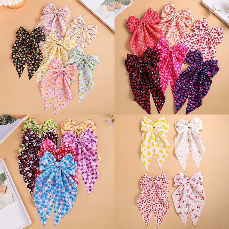 Presilha de cabelo com laço estampado em estilo coreano para a parte de trás da cabeça, presilha de cabelo de alta quali