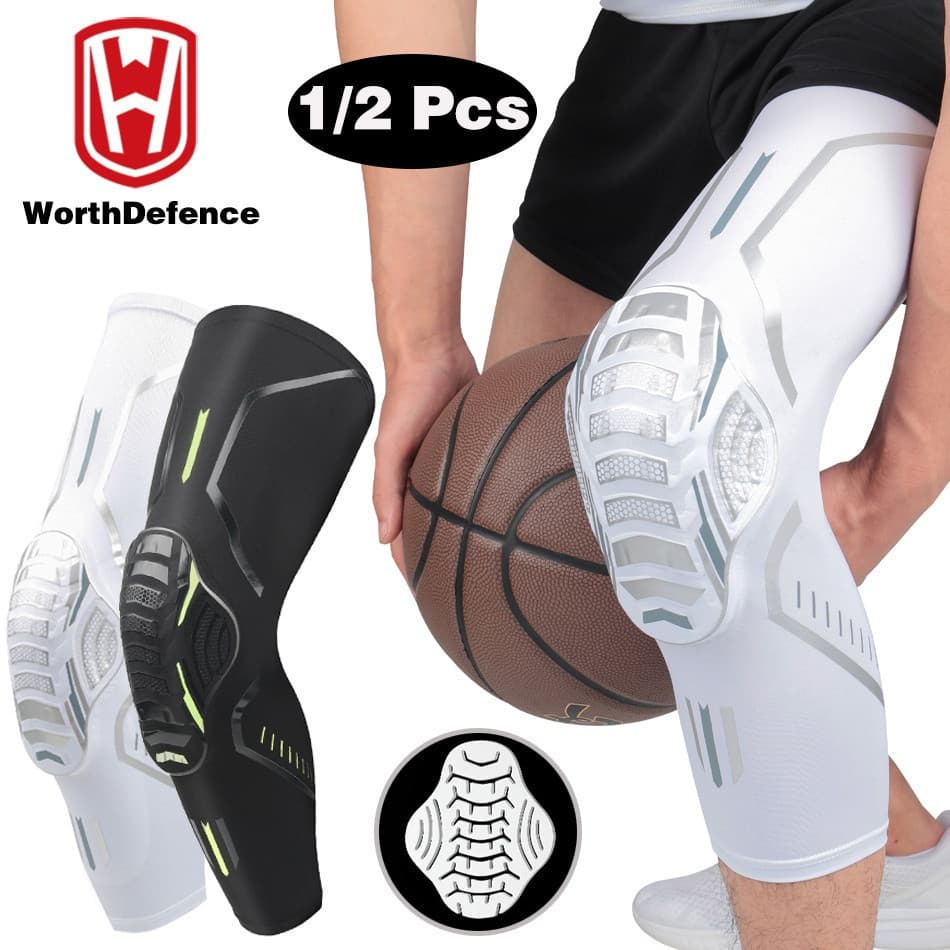 Worthdefência 1/2 PCS Joelheira Protetor De Joelho Cinta Basquete Manga Suporte Para Homens De Vôlei De Fitness Engrenag