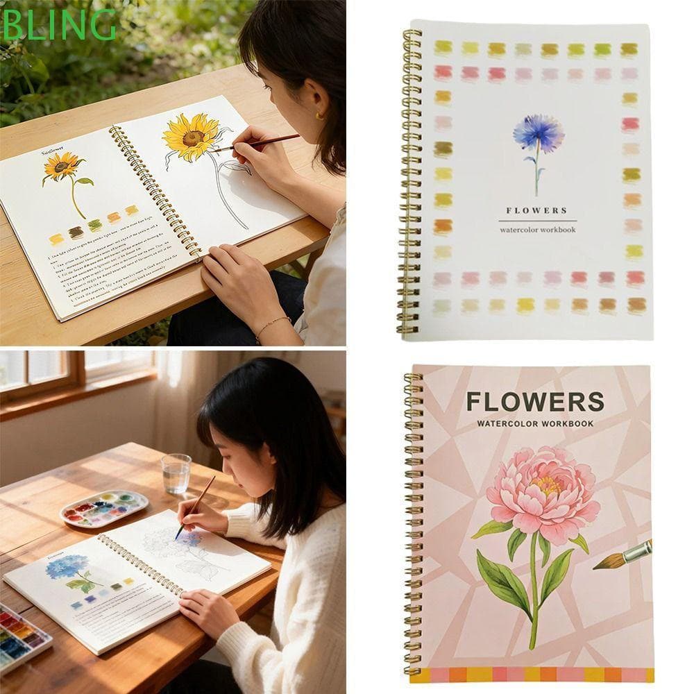 Livro De Exercícios Em Aquarela BLING , Para Colorir DIY Iniciantes , Guia De Aprendizagem De Arte