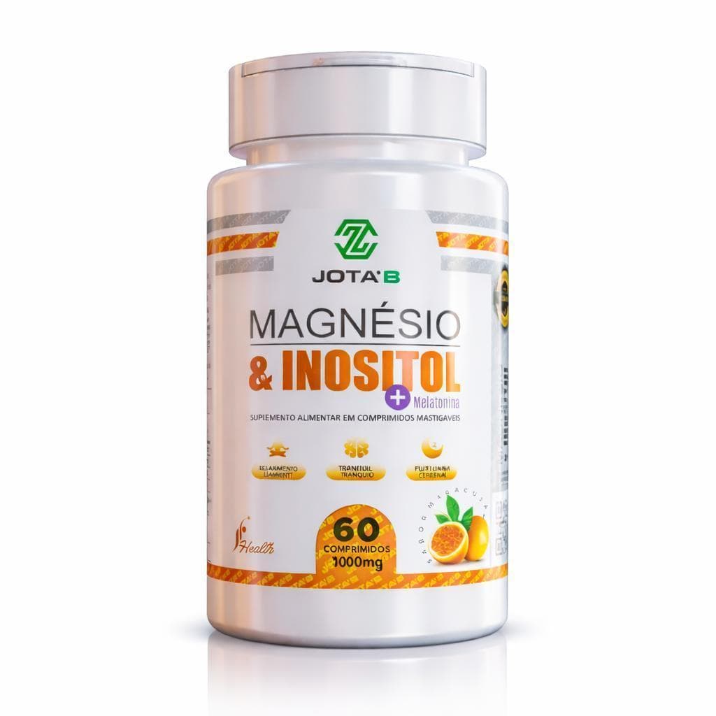 Magnésio & Inositol com Melatonina 0,21mg - Comprimidos Mastigáveis - sabor Maracujá - Jota'B -