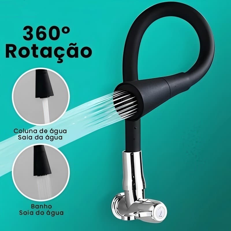 Torneira Cozinha Parede Flexível Duplo Jato Cone 1/4 de Volta Dupla Utilização Quente Ou Fria