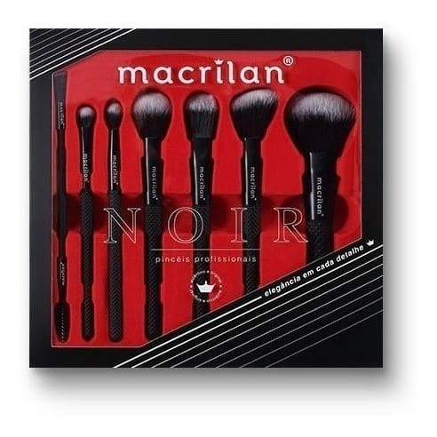 Kit Pincel Macrilan Noir ED009 P/ Maquiagem Profissional Lançamento 07 Peças