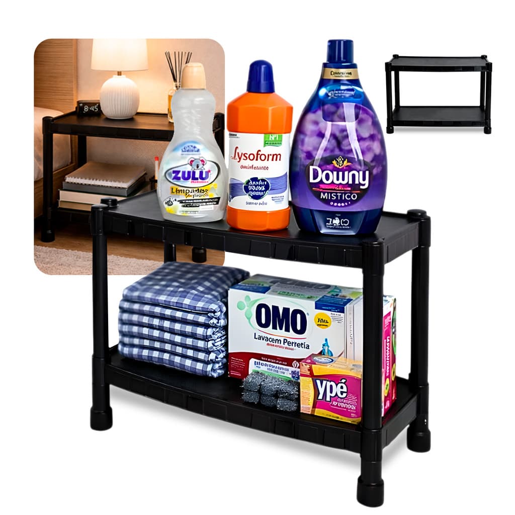 Estante Prateleira Modular Multiuso Organizadora Plástico 2 Prateleiras com Pezinhos