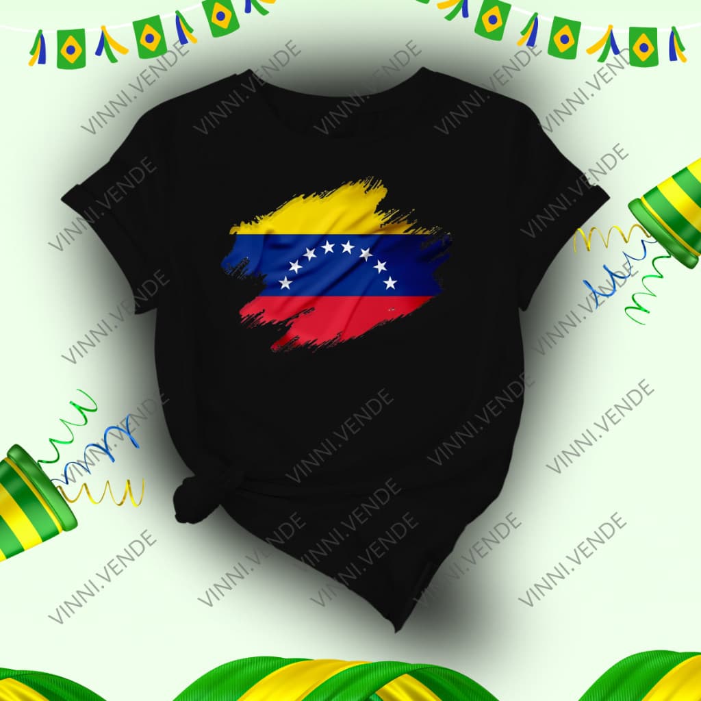 Camiseta Unissex Bandeira Venezuela Blusa 100% Algodão Manga Curta Copa do Mundo
