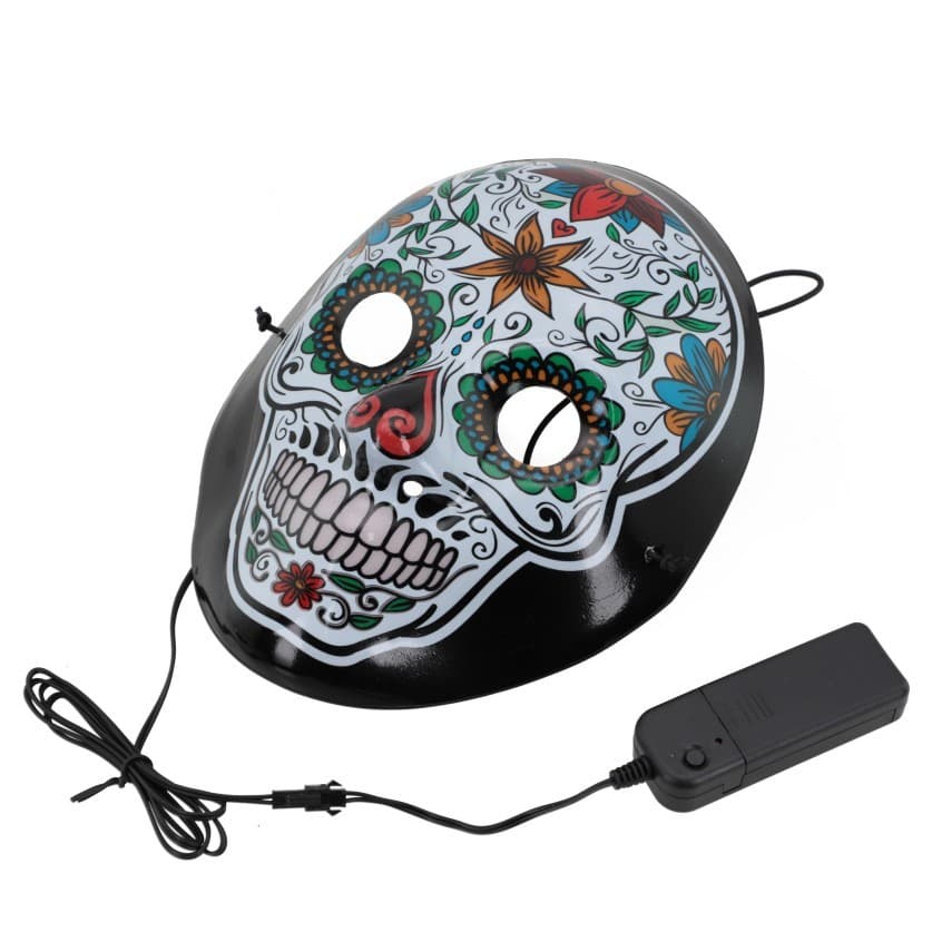 Máscara Terror Halloween Caveira Mexicana com Led.